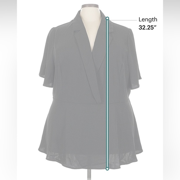 Bloomchic Women's Black Size 26 Blouse Short Sleeve Collar V Neck NWT Plus Size - Picture 6 of 6